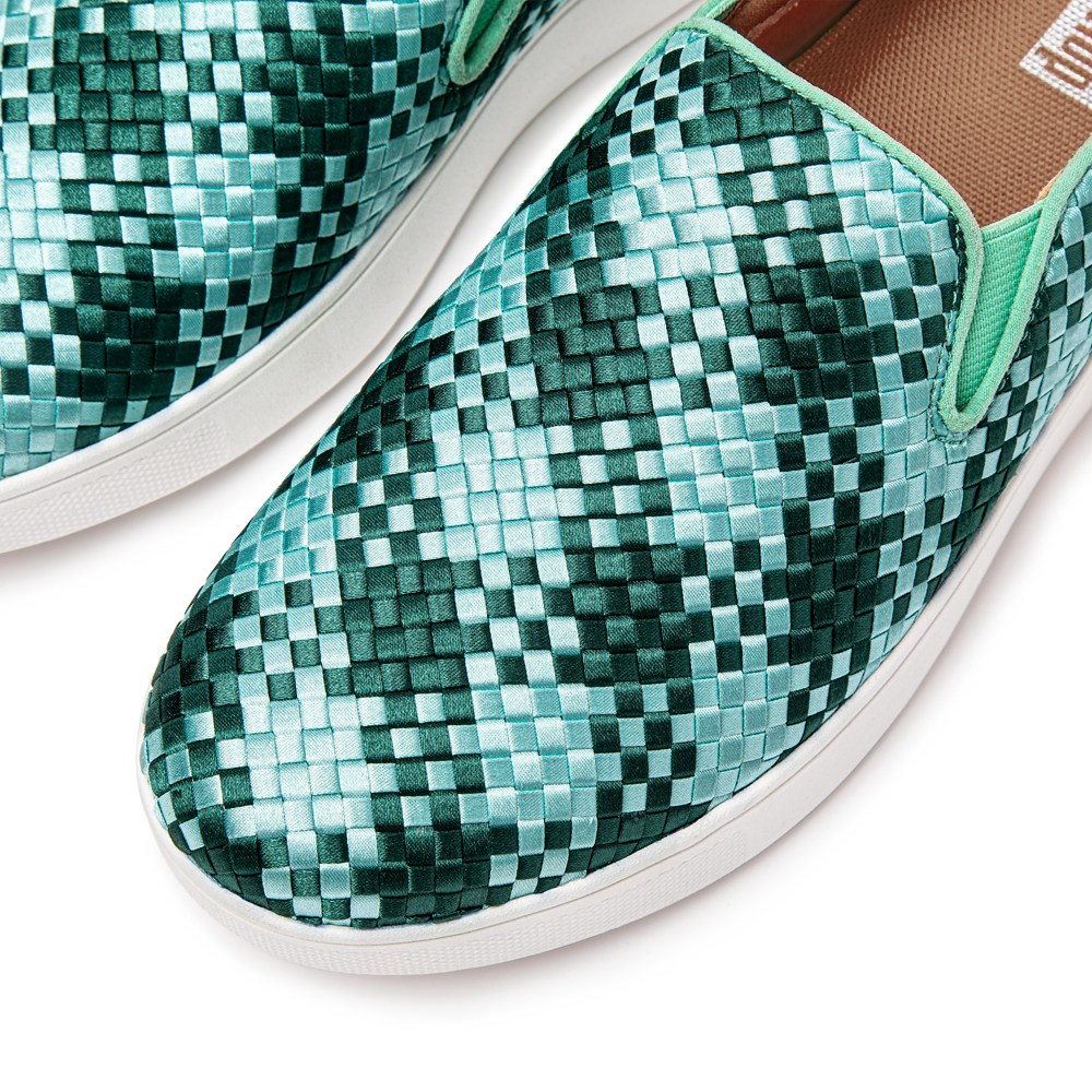 Fitflop Womens Slip-on Mint Green - Rally Silky-weave Sneakers - JF9271306